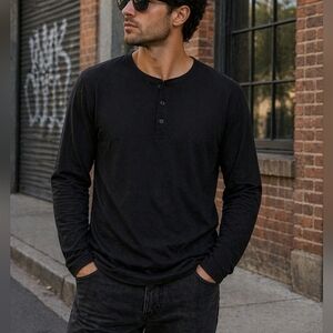 ZYIA Active Black Henley Long Sleeve Shirt Size XL Athletic Casual Stretch